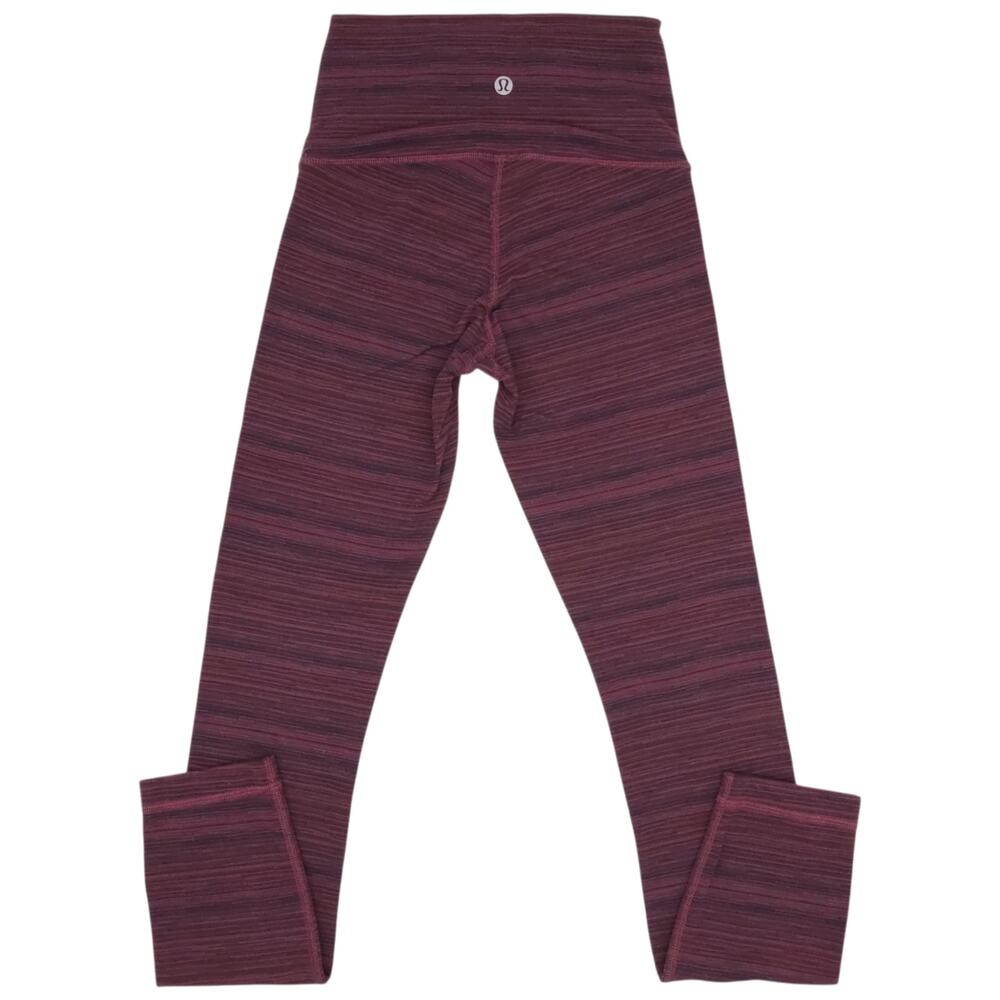 Lululemon Wunder Under Crop Leggings Womens 2 Purple Striped Stretch Yoga - Picture 8 of 12